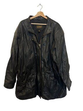 Venezia Leathers Womens 100% Leather Black Jacket Size 22/24 With Zipper & Pocke